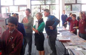  Judges with students from Saint Kentigern school (Remuera) and King's School (Remuera).      